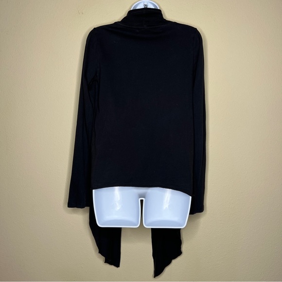 VELVET BY GRAHAM & SPENCER Black Asymmetrical Open Cardigan - Sz S - Picture 7 of 9